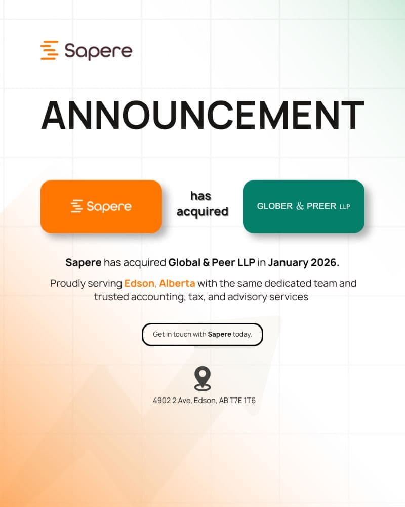 Sapere Acquires Glober & Preer LLP, Expanding Into Edson, Alberta